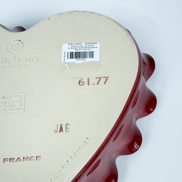 Emile Henry France Red Burgundy Ruffled Heart Baking Dish 12.8'' 61.77 - Picture 6 of 7
